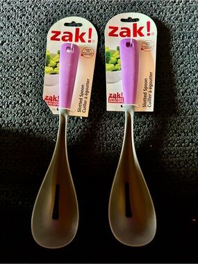 zak! Purple Handle Gray Slotted Spoon - BPA Free